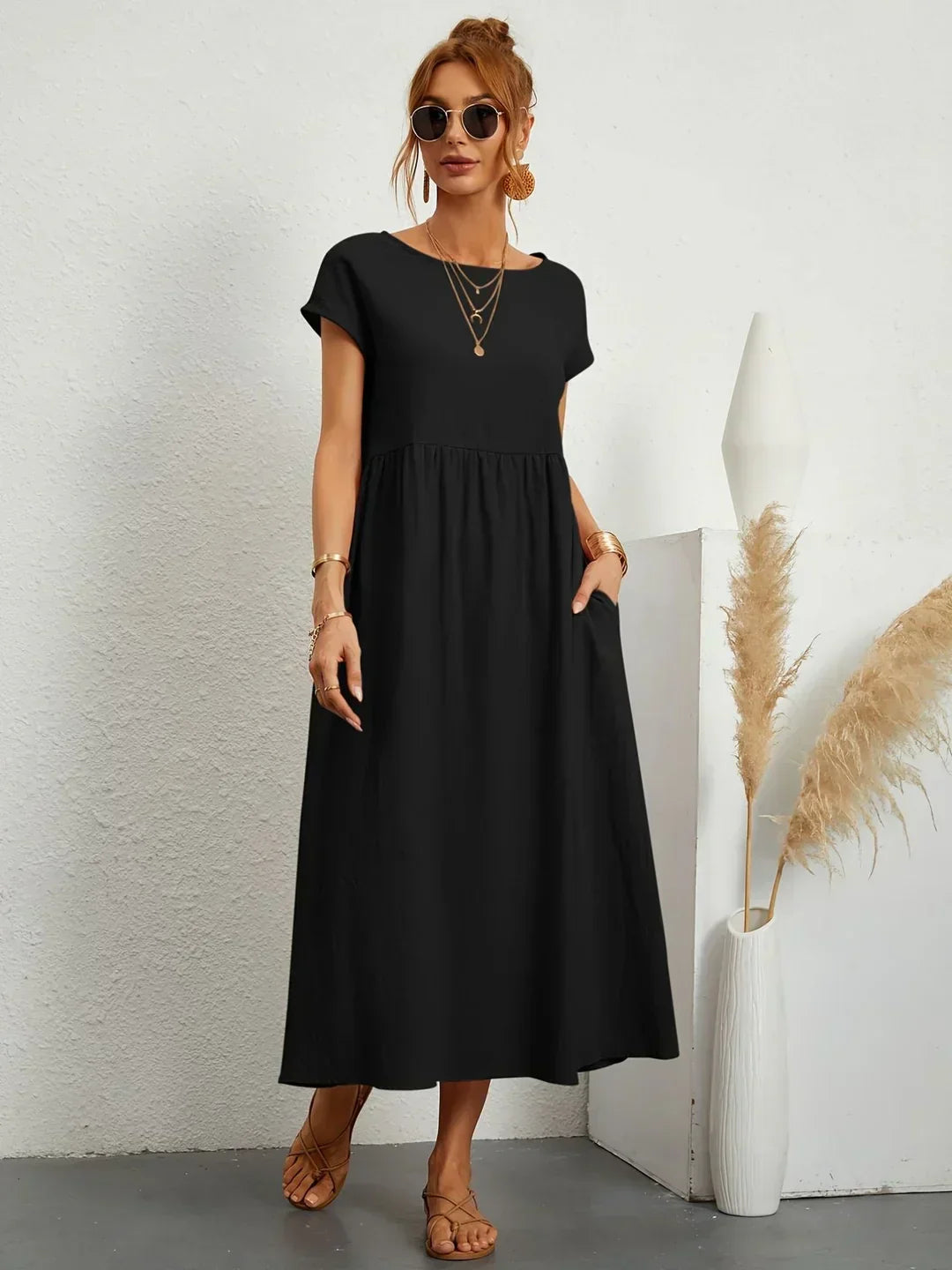 Gabriela™ | Vestido Midi Fluido Elegancia Atemporal