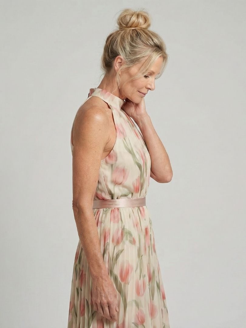 Aurelle™ | Vestido Midi Floral con Escote Halter