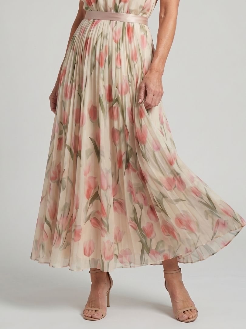 Aurelle™ | Vestido Midi Floral con Escote Halter