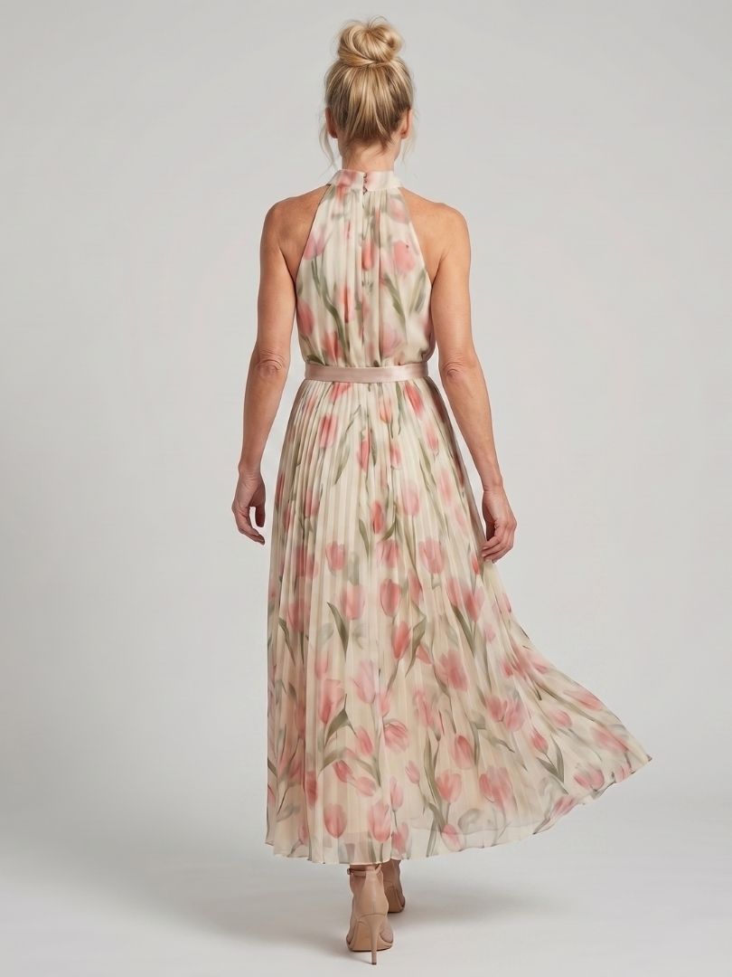 Aurelle™ | Vestido Midi Floral con Escote Halter