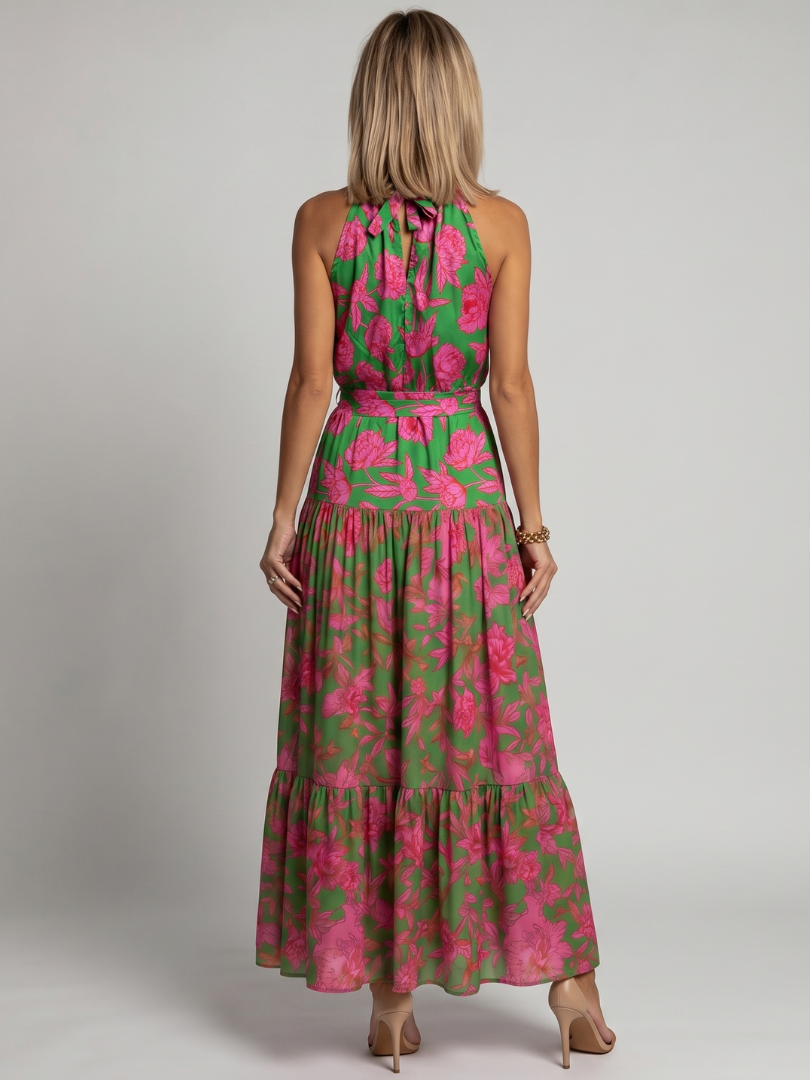 Montserrat™ | Vestido Midi Halter Drapeado con Falda por Niveles
