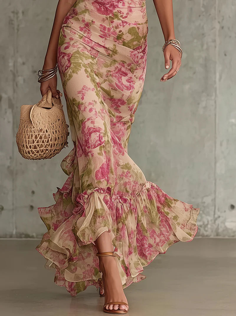 Consuelo™ | Vestido Maxi con Estampado de Rosas Vintage