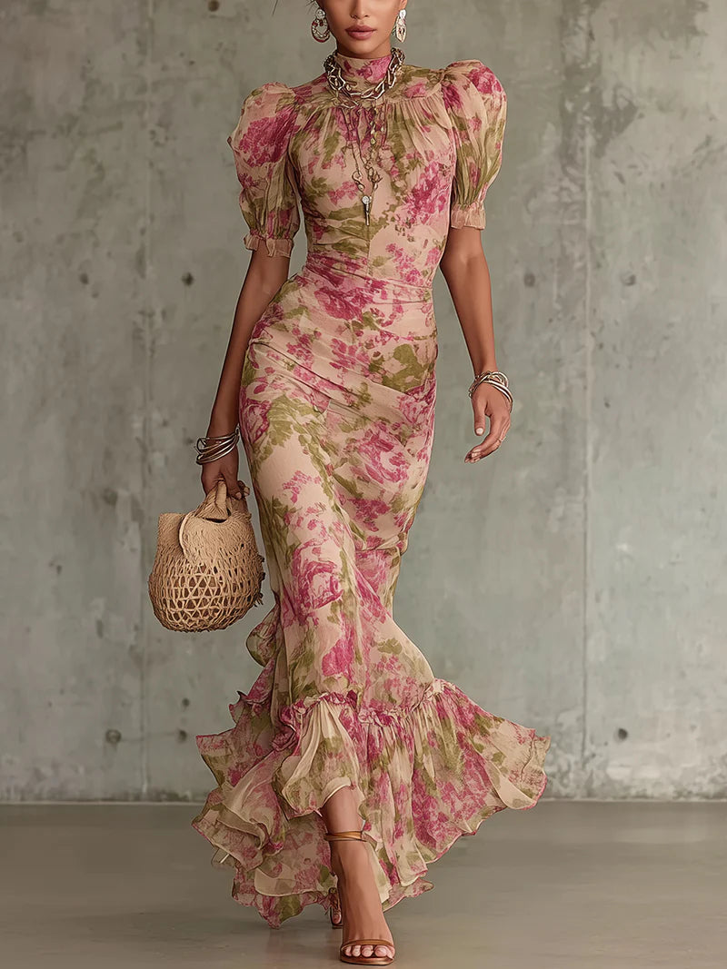 Consuelo™ | Vestido Maxi con Estampado de Rosas Vintage