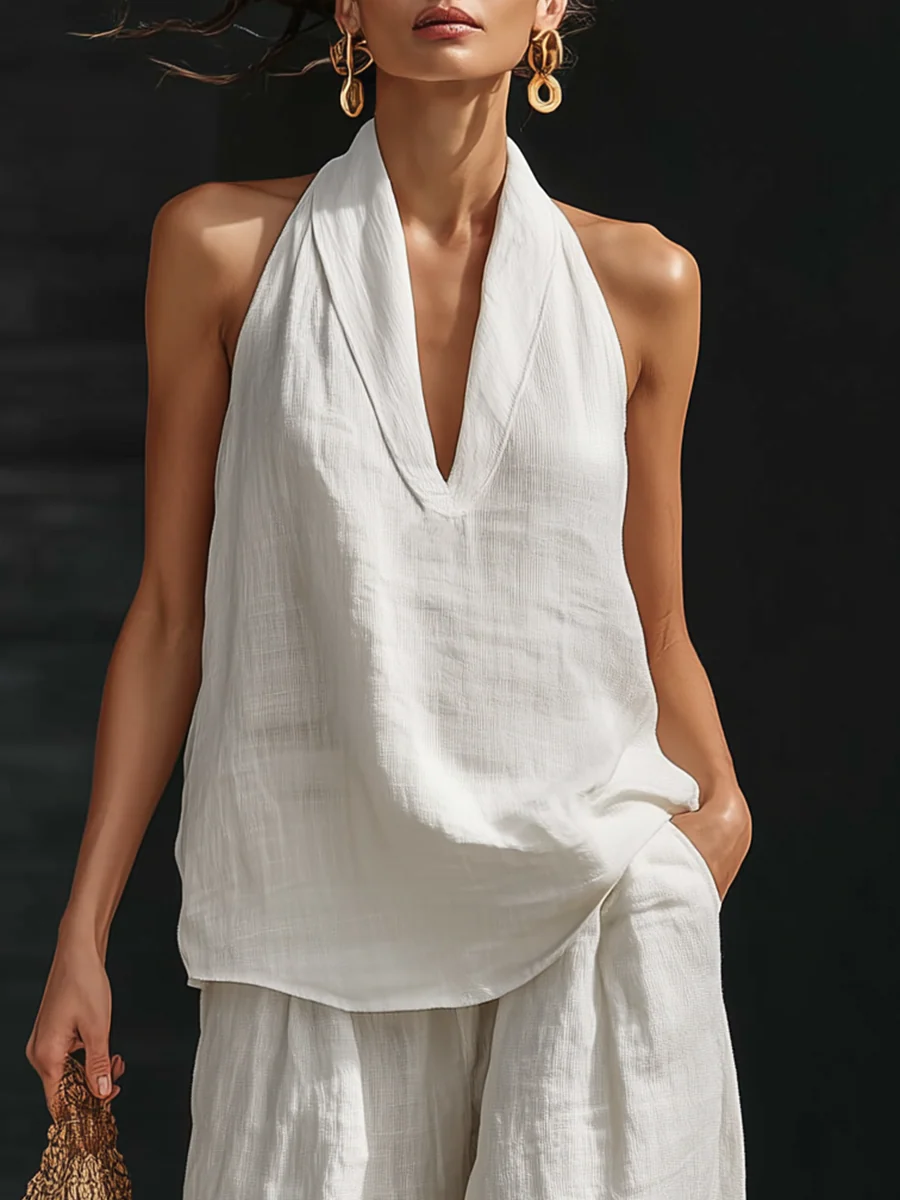 Xóchitl™ | Conjunto Maxi sin Mangas con Pantalón Amplio