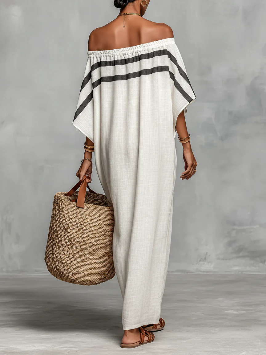 Rocío™ | Vestido Maxi Off-Shoulder con Mangas Murciélago