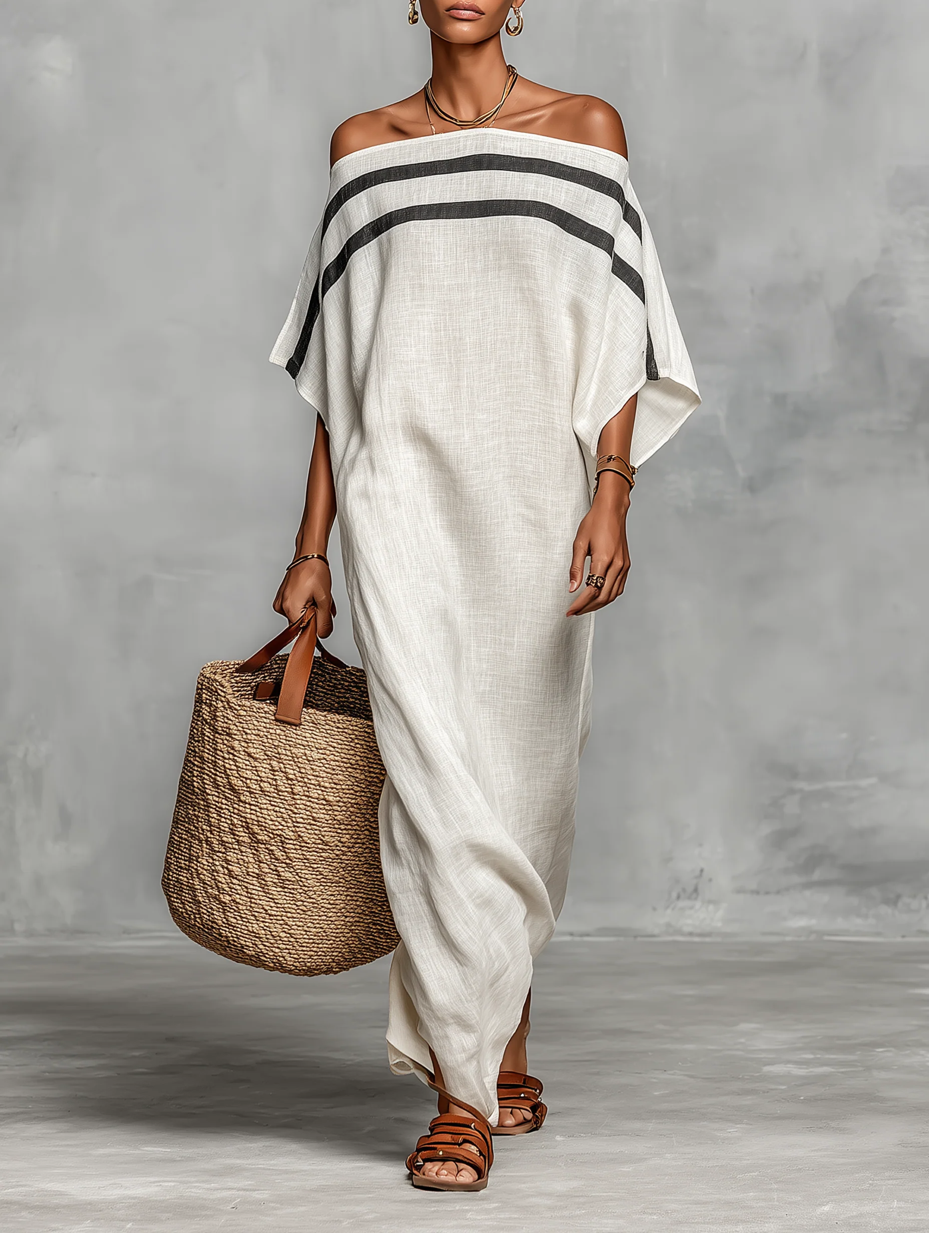Rocío™ | Vestido Maxi Off-Shoulder con Mangas Murciélago