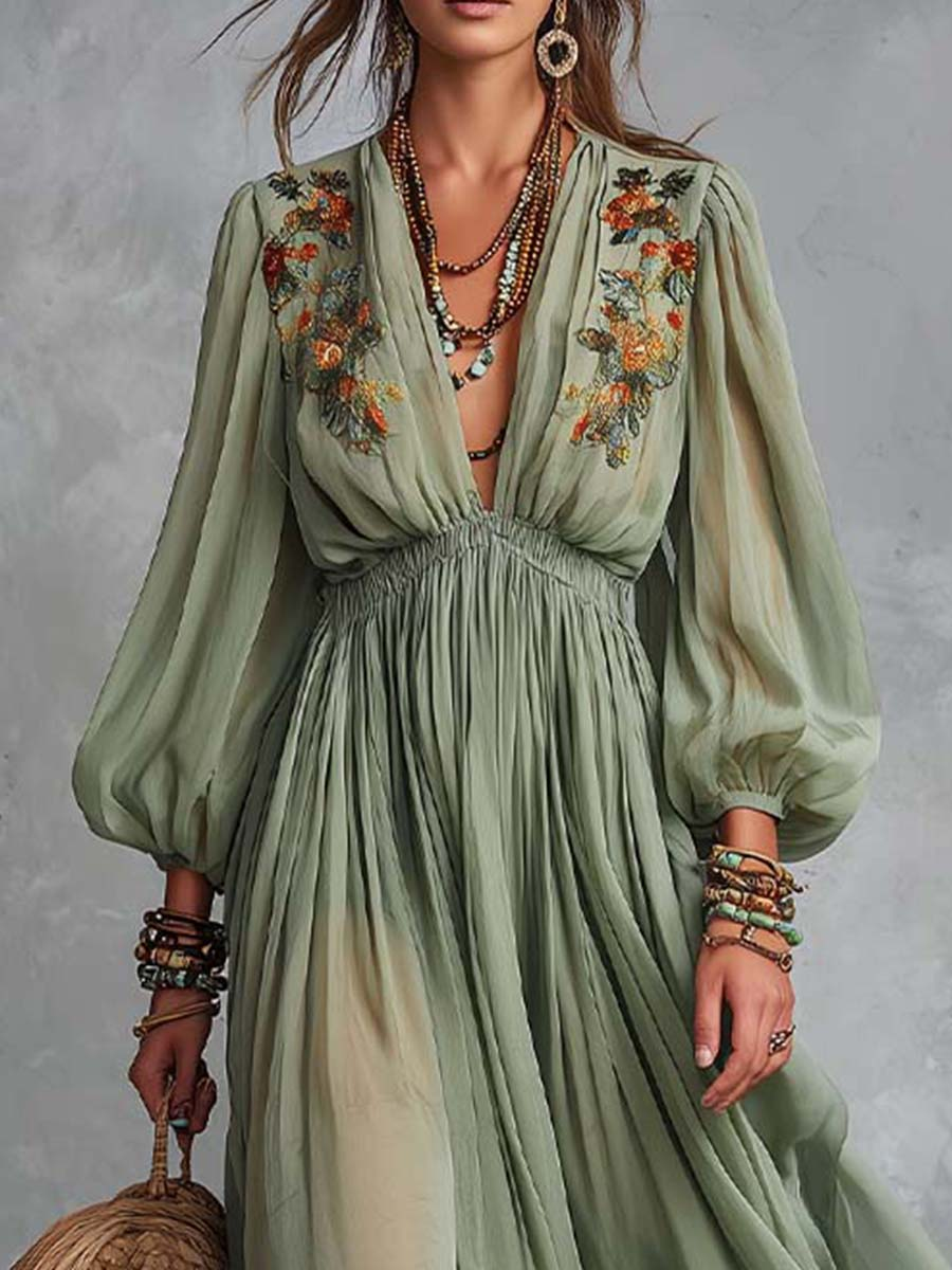 Guadalupe™ | Vestido Maxi Bohemio con Estampado Floral