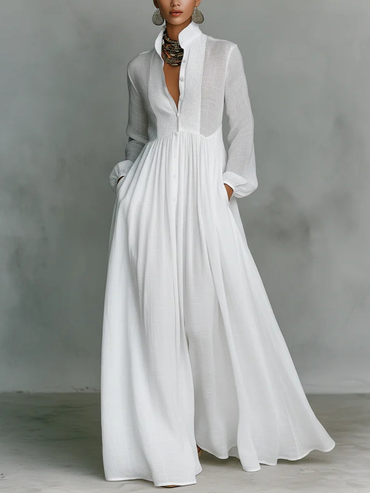 Esperanza™ | Vestido Maxi Minimalista Cuello Alto